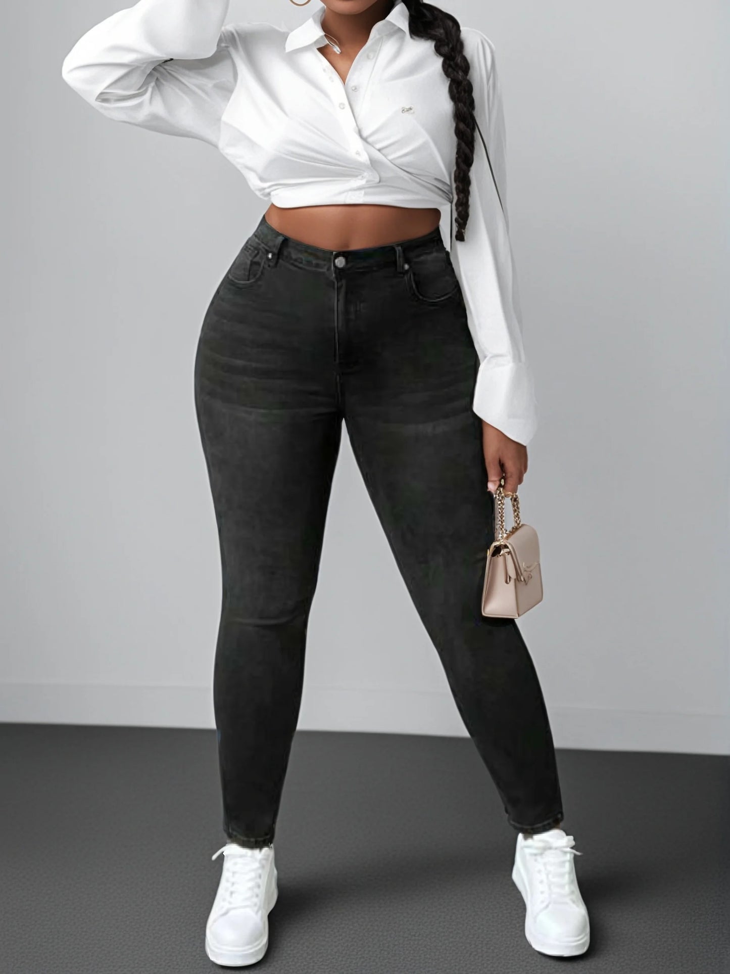 2024 Autumn New plus size skinny jeans women's slimming high waist hip lifting