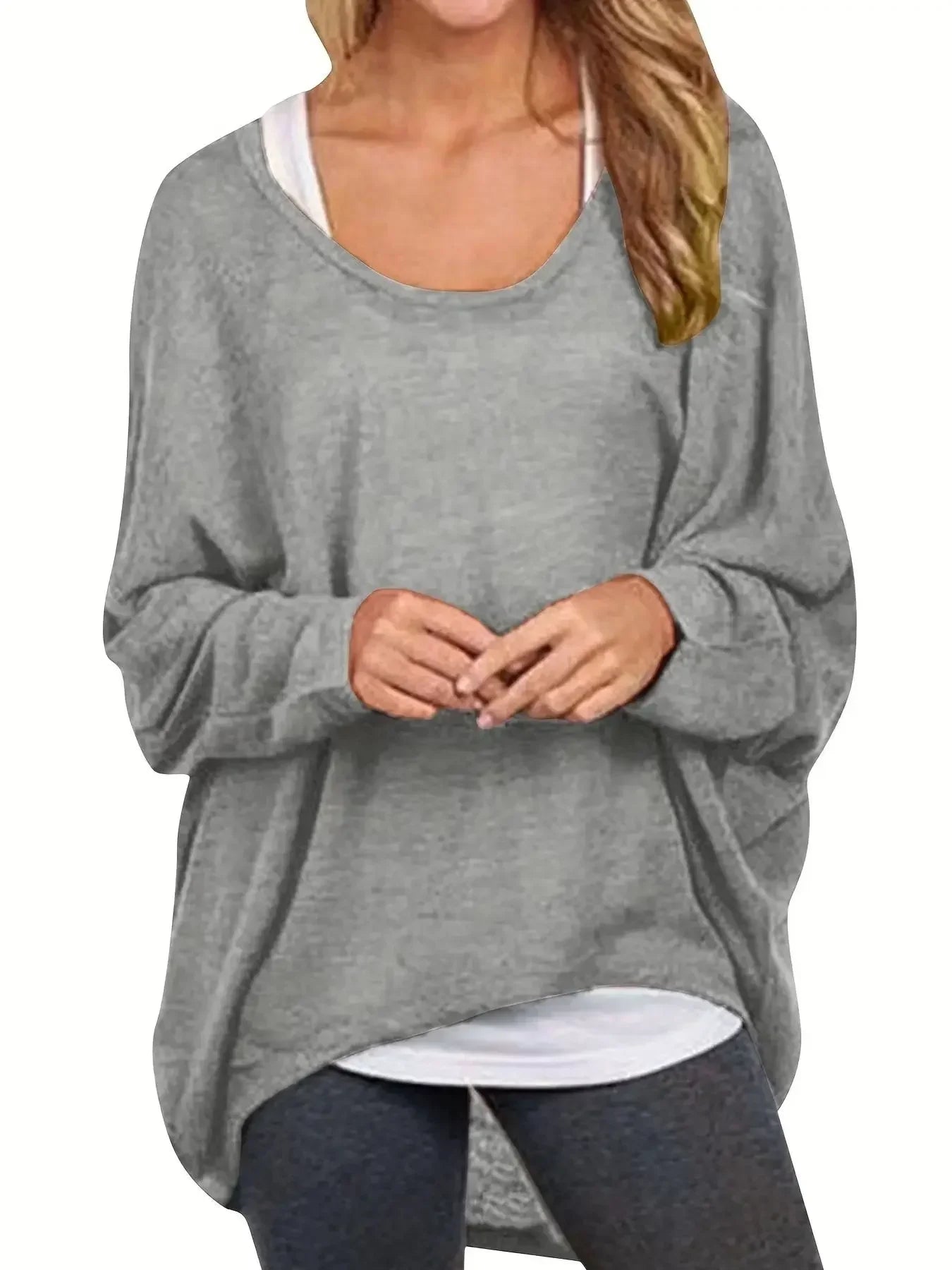Women's Plus Size 1XL-5XLFashion Bat Sleeve Pullover T-shirt Spring Autumn Ladies Casual Off Shoulder Loose Fashion Top