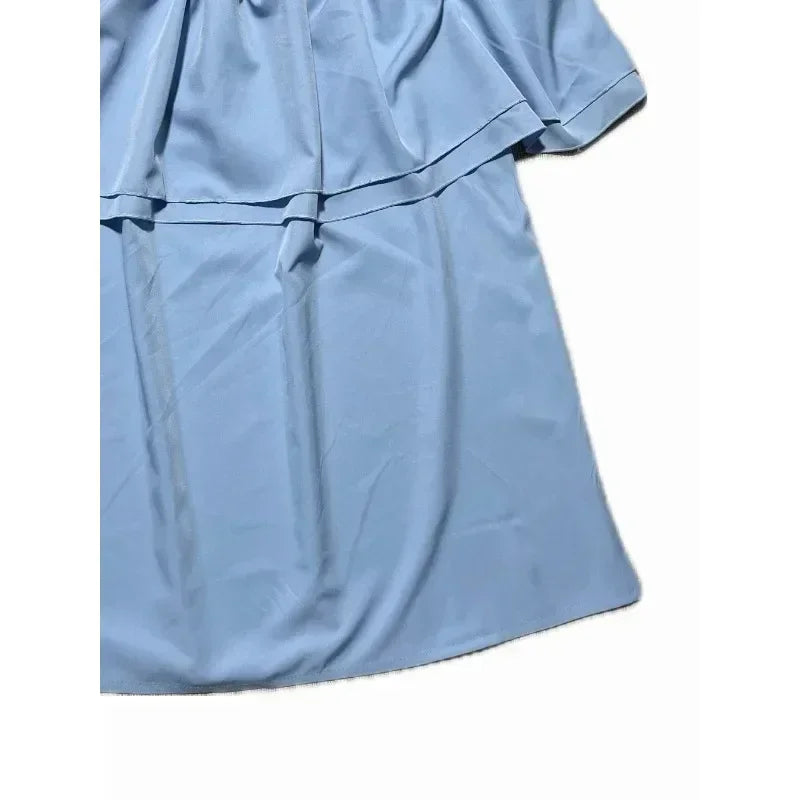 Women's Summer New Plus Size 1XL-5XL Ladies Casual Temperament Solid Color Fashion Short Sleeve Shirt One Shoulder Bow Top