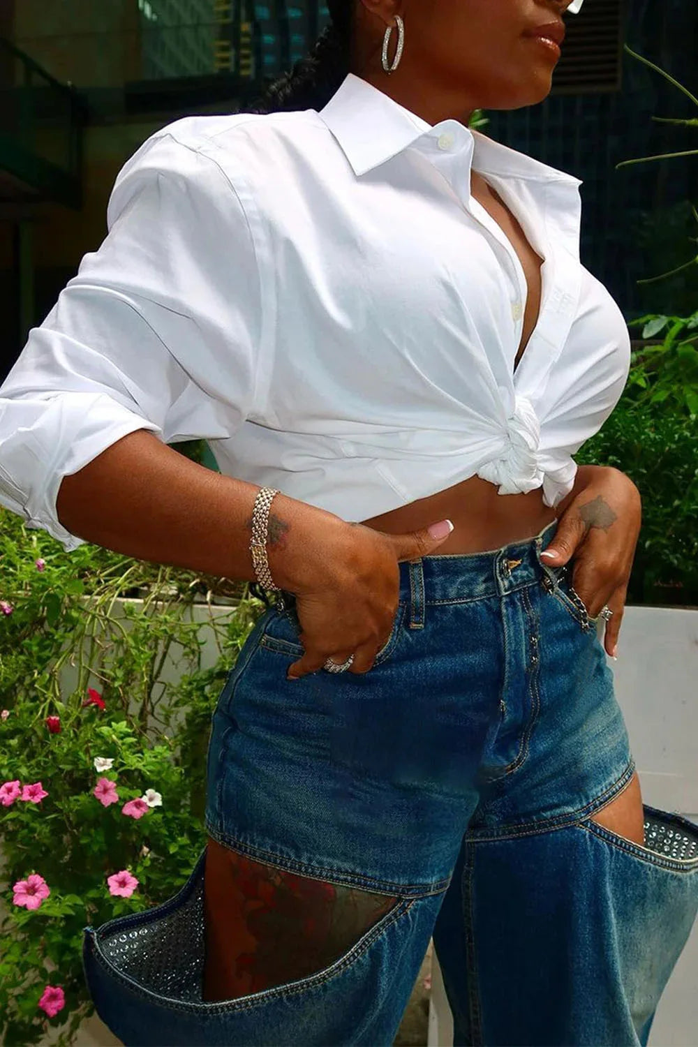 Women Plus Size Jeans Hollow Out Zipper Cargo Denim Pants High Street Autumn Fashion Loose Harajuku Casual Denim Trousers 2024