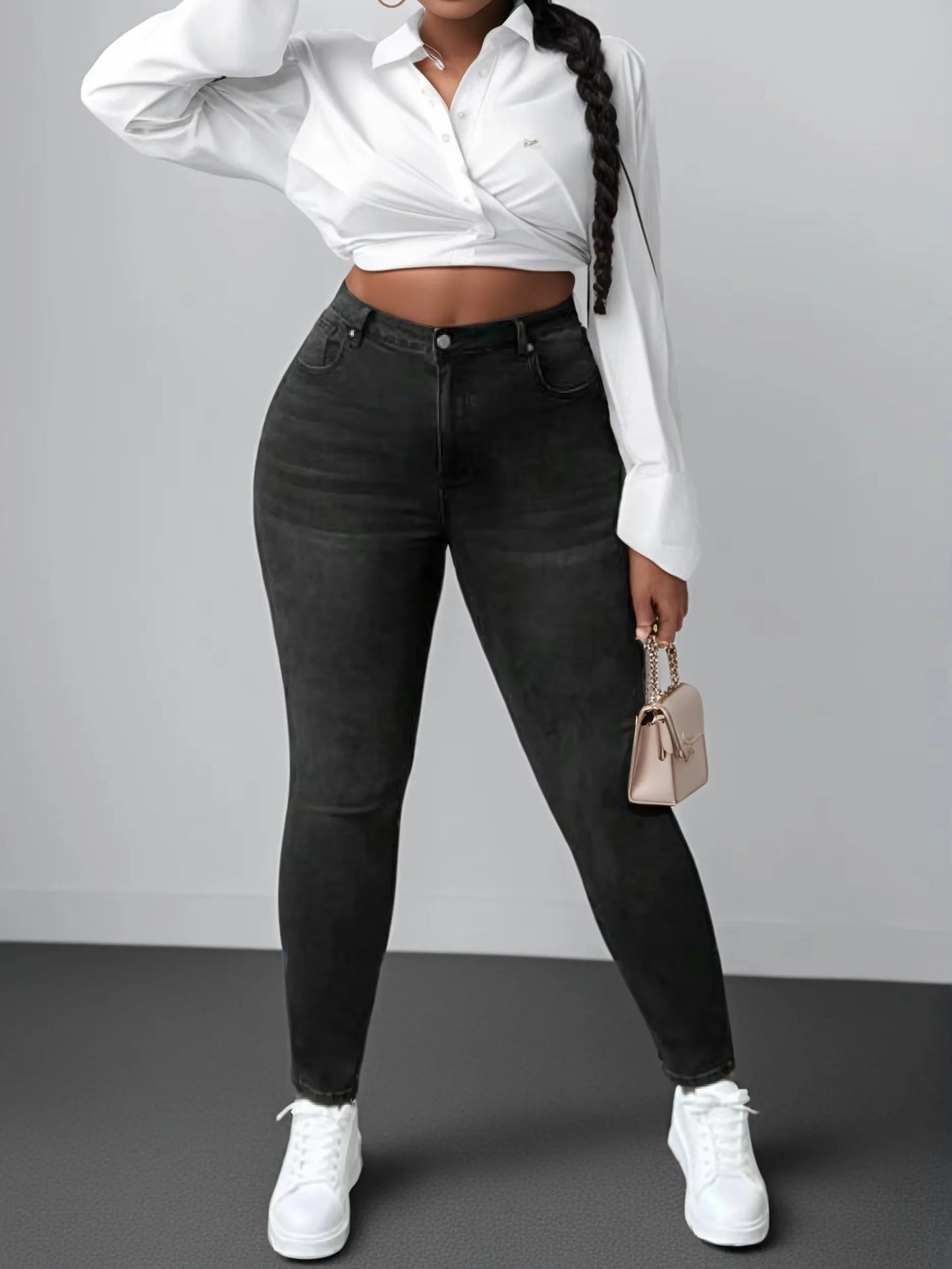 2024 Autumn New plus size skinny jeans women's slimming high waist hip lifting