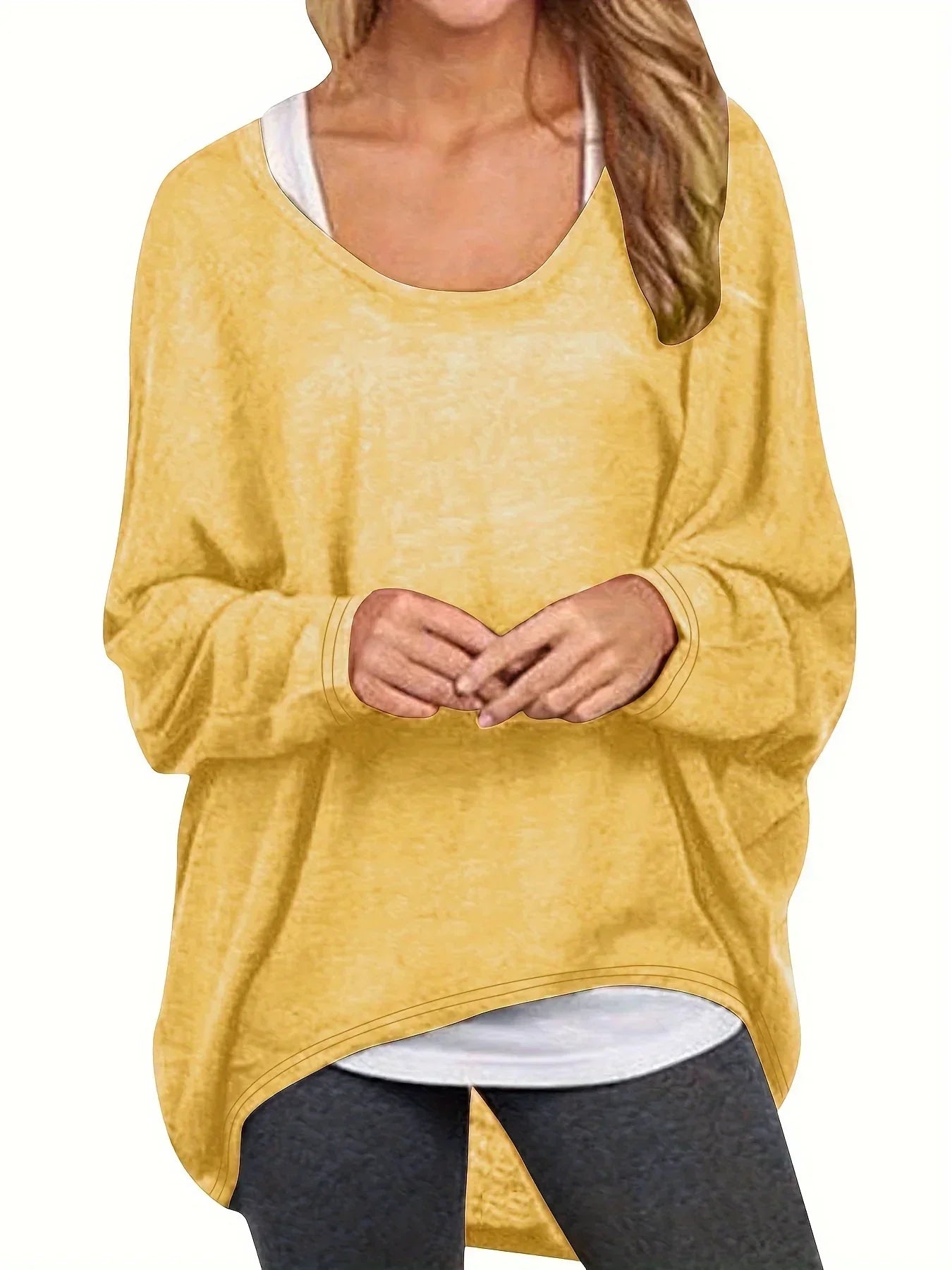 Women's Plus Size 1XL-5XLFashion Bat Sleeve Pullover T-shirt Spring Autumn Ladies Casual Off Shoulder Loose Fashion Top