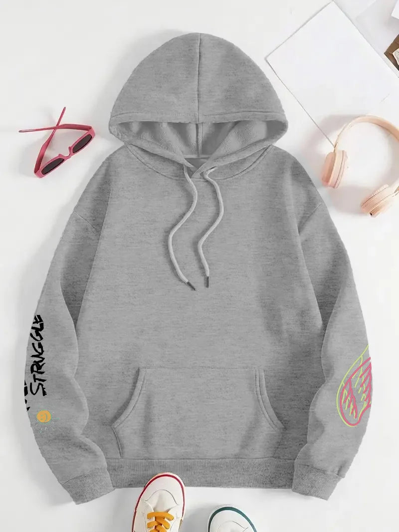 Plus Size 1XL-4XL Women's Printed Hoodie Extra Large Hoody Fashion Loose Clothing Comfortable Sweatshirt Women's
