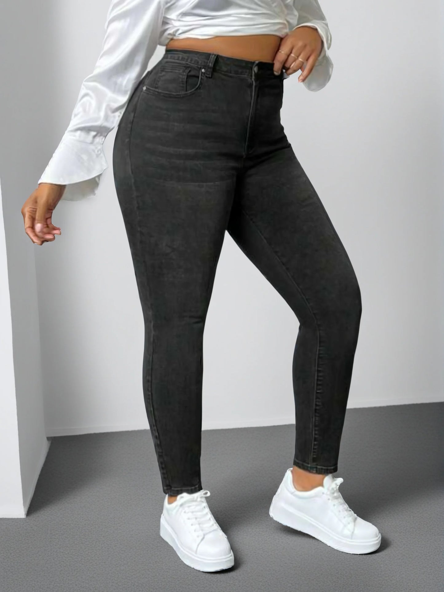 2024 Autumn New plus size skinny jeans women's slimming high waist hip lifting