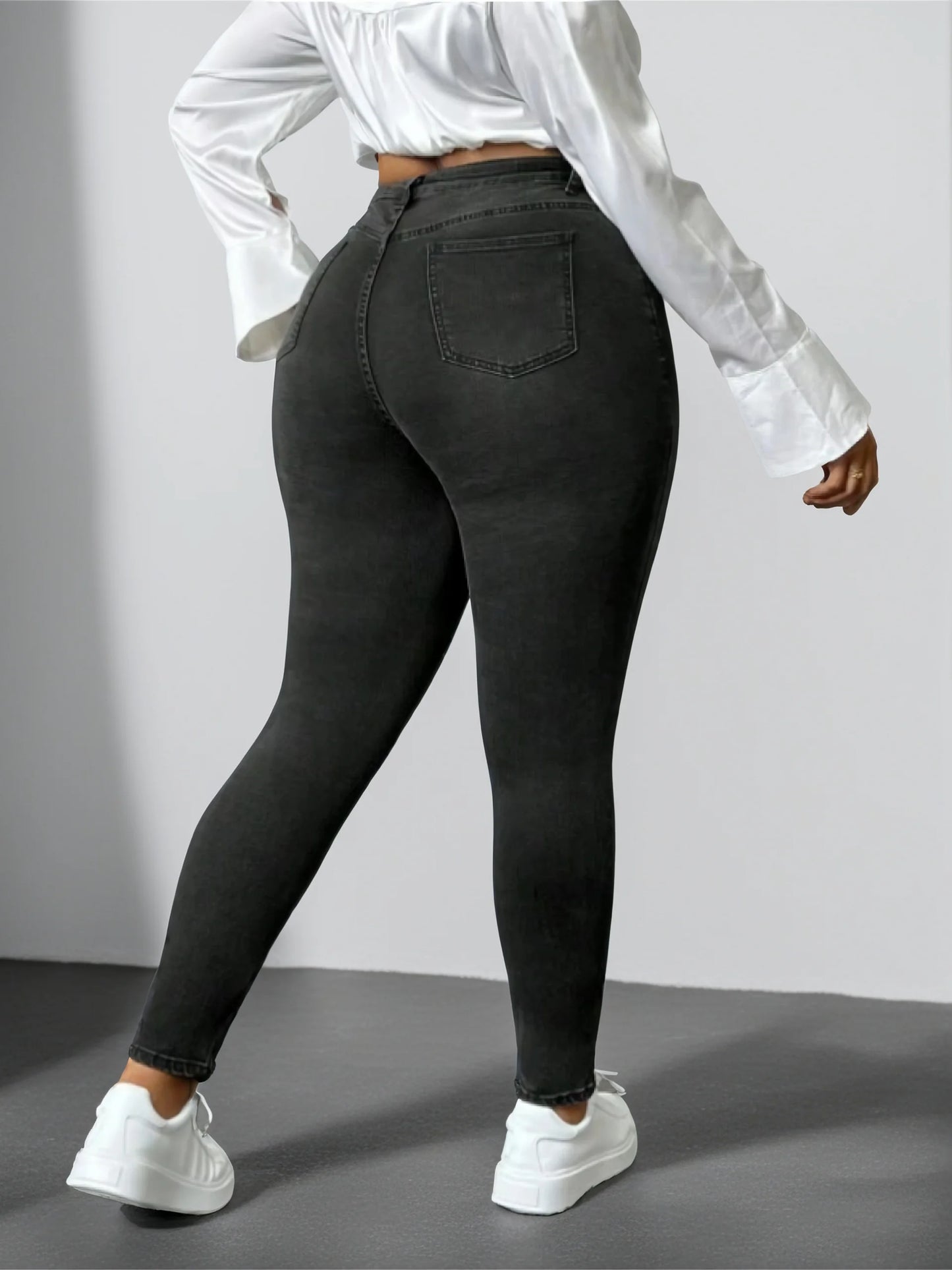 2024 Autumn New plus size skinny jeans women's slimming high waist hip lifting