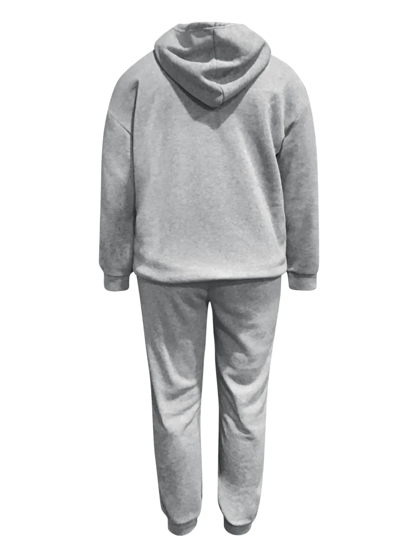 4XL 5XL LW Women Autumn&Winter Plus Size Casual Plain Hooded Collar Long Sleeve Kangaroo Pocket Two Pieces Tracksuit Sets