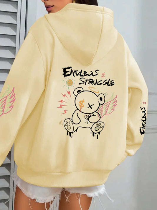 Plus Size 1XL-4XL Women's Printed Hoodie Extra Large Hoody Fashion Loose Clothing Comfortable Sweatshirt Women's