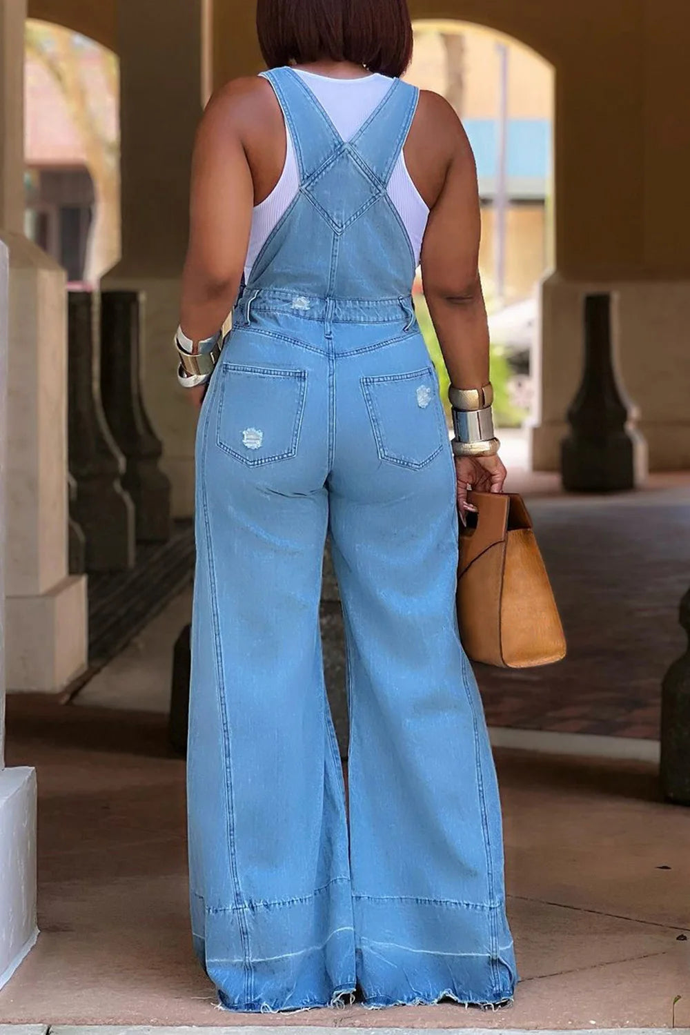 Plus Size Women's Jumpsuit Denim Pockets Overall Rompers Wide Leg Jeans Slim Streetwear Casual Fashion Jumpsuit for Women's